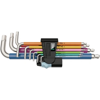 Набор ключей шестигранных нержавеющая сталь Wera 3950 SPKL/9 SM Multicolour удлиненных 1.5-10мм 9шт. (05022669001)