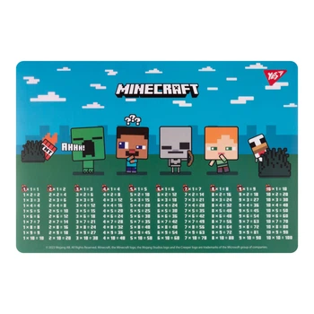 Підкладка настільна YES, 29*43 см., Minecraft. Boom, таблиця множення, (492261)
