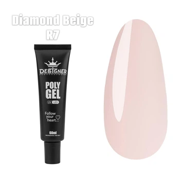 Полигель Дизайнер 60 мл Diamond Beige для наращивания и укрепления ногтей F7