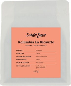 Кава в зернах Instytut Kawy Kolumbia La Ricaurte Infused Honey Filter 250 г (5903957223773)