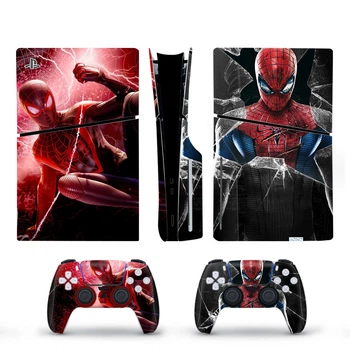 Виниловые наклейки Spider-Man на PS5 Slim Disk Drive version + геймпад DualSense + глянцевую часть игровой консоли Sony PlayStation 5 Slim Disk Drive / Skin
