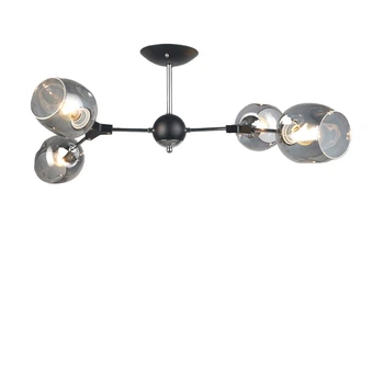 Люстра молекула потолочная Light House SR-20244/4 BK+CR L860*W590*H320 черный + хром, плафоны серые