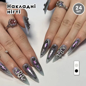 Накладные ногти 24 шт. + клей для ногтей, типсы стилет для маникюра - (01645)