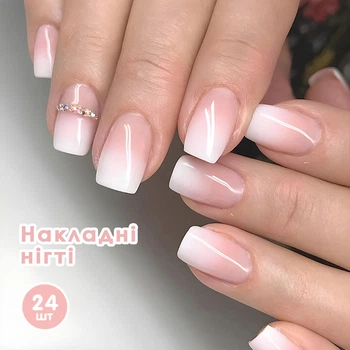 Накладные ногти 24 шт. + клей для ногтей, квадрат для маникюра - (01741)