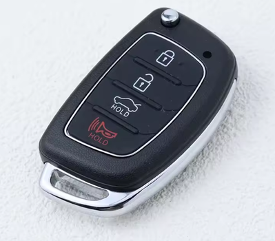 Корпус ключа Hyundai Elantra , Veloster , Sonata , Grandeur , Tucson , Cerato , Genesis , Cerato , Accent , i20 , i30 , ix35 , i40 , Equus , Santa Fe , Kia Sorento на 4 кнопки ( центральное лезвие TOY40 , красная кнопка паник ) авто запчасть с левзием