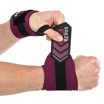 Бінти кистьові для жиму (2шт) STRONG WRIST WRAPS EZOUS C-07 (PVC, PL, латекс, р-р 56х8см, вага уп. 155гр, чорний-фіолетовий) (C-07_Чорно-фіолетовий)