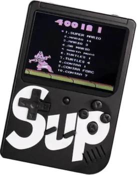 Игровая приставка Sup Game Box портативная консоль для ретро игр 400 в 1 с цветным дисплеем 3 дюйма аккумулятором 1020 мАч и возможностью подключения к телевизору эргономичный корпус из ударопрочного ABS пластика классический дизайн Черная