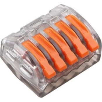 Соединитель кабеля 5-pin аналог WAGO PCT-415-T, 15штпак Voltronic (WAGO222-415-T/15)