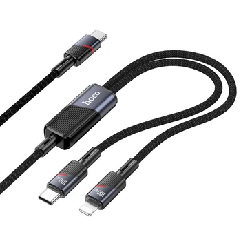 Кабель зарядки Hoco U139 2в1 Type-C to Type-C/ Lightning (100W 27W 1.2m) швидка зарядка для телефона/смартфона Чорний