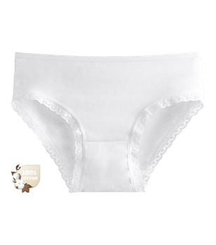 Однотонные трусы слипы для девочки с кружевом - Donella - 4145D6 - 146-152 см - Белый