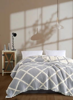 Муслиновое покрывало MOSS Ivory Muslin Евро 230 х 250 см Муслин Серый