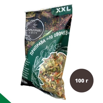 Приправа 10 овочів без солі XXL 100 г — сушена овочева суміш для супу, борщу, м’яса, гарнірів RUR (r-veget-10-100)