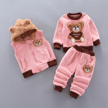 Дитячий теплий костюм «Bear cub» Рожевий 74-80 см