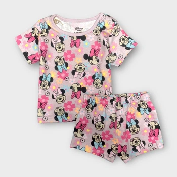 Костюм Primark комплект футболка+шорти дитячий літній бавовняний на дівчинку Мінні Маус 62 см (0-3 міс) рожевий