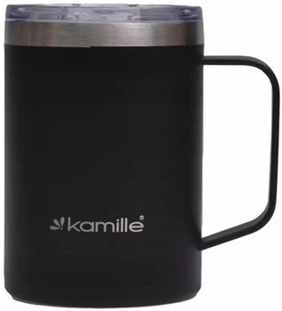 Термокружка Kamille Black 360мл з ручкою, чорна