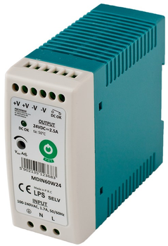 Transformator do lamp POS DIN Rail PSU Slim 24V/2.5A (MDIN60W24)