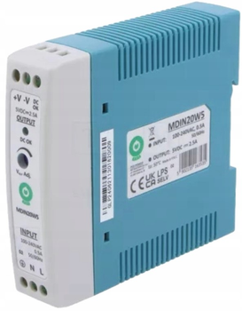 Transformator do lamp POS DIN Rail PSU Slim 5V/2.5A (MDIN20W5)
