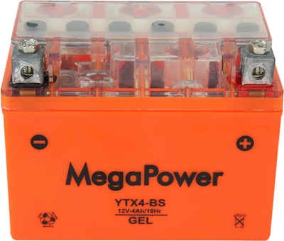 АКБ мото гелевый 12V 4-А/Ч R+ (MegaPower) (113х70х85) YTX4-BS