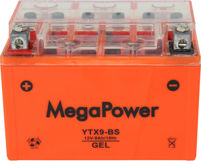 АКБ мото гелевый 12V 9-А/Ч L+ (MegaPower) (150x85x107) YTX9-BS