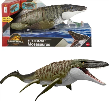 Динозавр Мозозавр Світ Юрського Періоду Jurassic World Rebirth Bite N Blast Mosasaurus Dinosaur Mattel (JJP80)