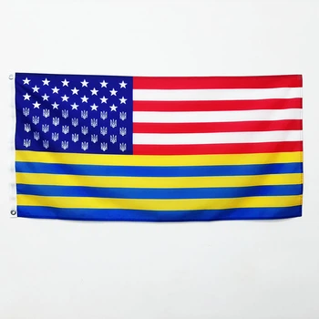 Авторский флаг США с тризабуми Украины, 150х90 см