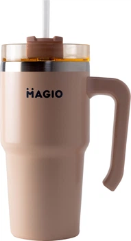 Термокухоль із соломинкою Magio 0.6 л Рожеве золото український бренд