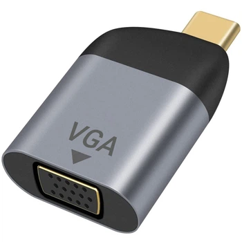 Адаптер, конвертер з Type-C на VGA для передачі відео Addap UC2VGA-01, перехідник для ноутбука, проектора, телевізора, FullHD