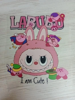 Термоналіпка термоаплікація "LABUBU x Kirby" "I am cute!" для одягу та текстилю