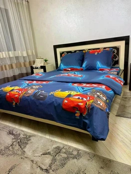 Постільна білизна бавовняна Маквін блискавка Півтораспальна 150 x 220 Бязь Синя 70 х 70