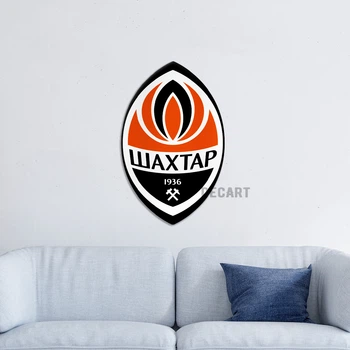 Панно из дерева на стену Decart. Декор на подарок для квартиры, дома и офиса Двуслойная эмблема Шахтер 42х65 см
