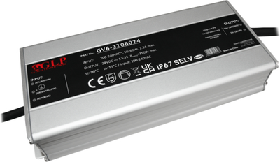 Блок живлення GLP metal case, rectangular PSU 320Вт: 24В/13,33A, CВ, GВ6-320B024 (5902135156698)