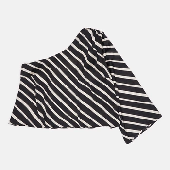 Блузка женская H&M 1188109_бел.полоска 2XL Черная (KAY2000001635094)