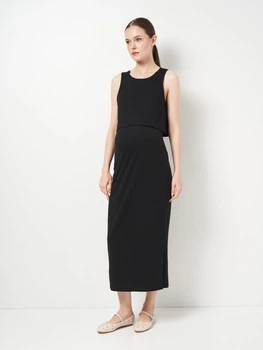 Платье для беременных длинное летнее женское H&M 1060000 S Черное (KAY2000001630686)