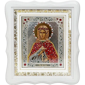 Икона "Святая Юлия (Иулия)" на стекле в белой раме