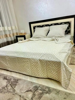 Постільна білизна бавовняна Карат Євро 200 x 220 Бязь Бежевий 70 х 70