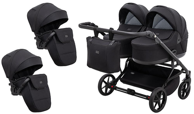 Коляска 2 в 1 для двойни Adamex Leo Duo Tip TK-53 черный