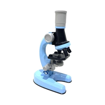 Микроскоп SK 0026 B, 21 см, пробирки, стекла, инструменты, подсветка, синий