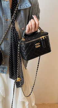 Жіноча сумка в стилі Chanel чорна з ланцюжком Маленька сумочка Шанель