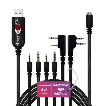 Кабель Mirkit FTDI Model 5 Premium Black для программирования раций с комплектом из 6 переходников