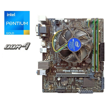 Комплект: материнская плата Asus Prime H310M-R R2.0 / LGA1151 / Intel Pentium Gold G5400 (2 (4) ядра по 3.7 GHz) / 4 GB DDR4 / Intel UHD Graphics 610 б/у