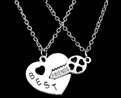 Парные подвески Best friends сердце и ключик лучшие друзья кулоны для подруг серебристые