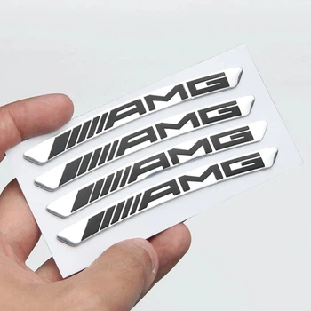 Емблема обода колеса Mercedes AMG 4 шт Алюміній наклейка на диски на скотчі Сірі