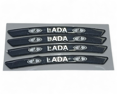 Емблема обода колеса Lada 4 шт Алюміній наклейка на диски на скотчі Чорні