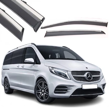 Дефлектори вікон вітровики Benke для Mercedes-Benz Vito W447 2014- Молдинг Нержавіюча сталь 3D (BBZVT1723-W/S)