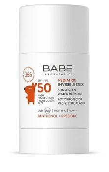 Детский солнцезащитный стик с пантенолом и пребиотиком с SPF 50 - Babe Laboratorios Pediatric Invisible Stick 30g (1459899-35197912)
