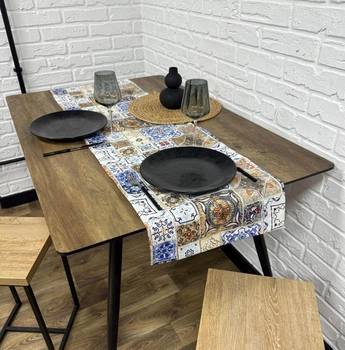 Доріжка на стіл (раннер) водовідштовхувальна Spanish tiles 160х40 см різнокольорова