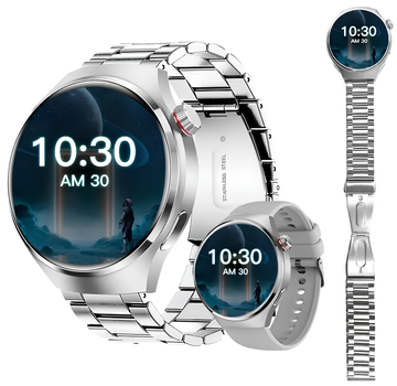 Смарт годинник чоловічий UWatch водонепроникний Watch GT4 Ultra з трьома ремінцями Сріблястий
