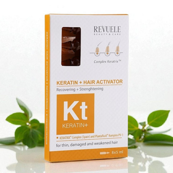Комплекс для восстановления волос Revuele KERATIN 8*5 мл, Ампулы с активатором роста для всех типов волос