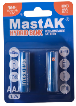 Акумулятори MastAK AAA HR03 1,2V 1100mAh HYDRID PRO R2U Ni-Mh (2шт)