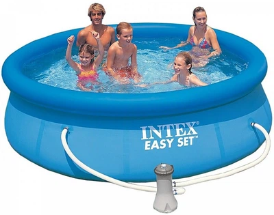 Надувной бассейн Intex 305×76 см с насосом – удобный сливной клапан, для купания и семейного отдыха